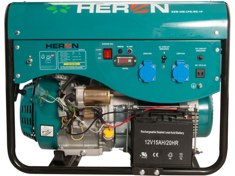 Elektrocentrála HERON benzín/LPG/NG s el. startem - 13 HP, 5,5 kW, 230V/21,7A