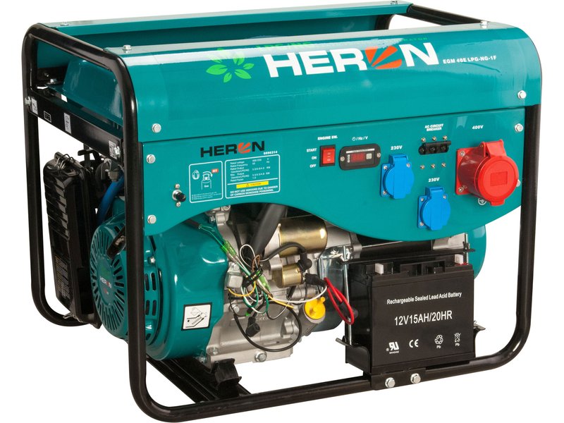 Elektrocentrála HERON benzín/LPG/NG s el. startem - 13 HP, 2x2,0/5,5 kW, 230V/400V