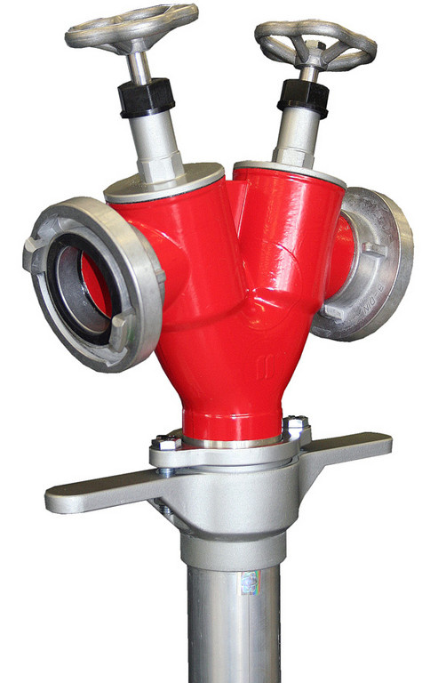 Hydrantový nástavec DN100 s vřetenovými ventily 2x B75