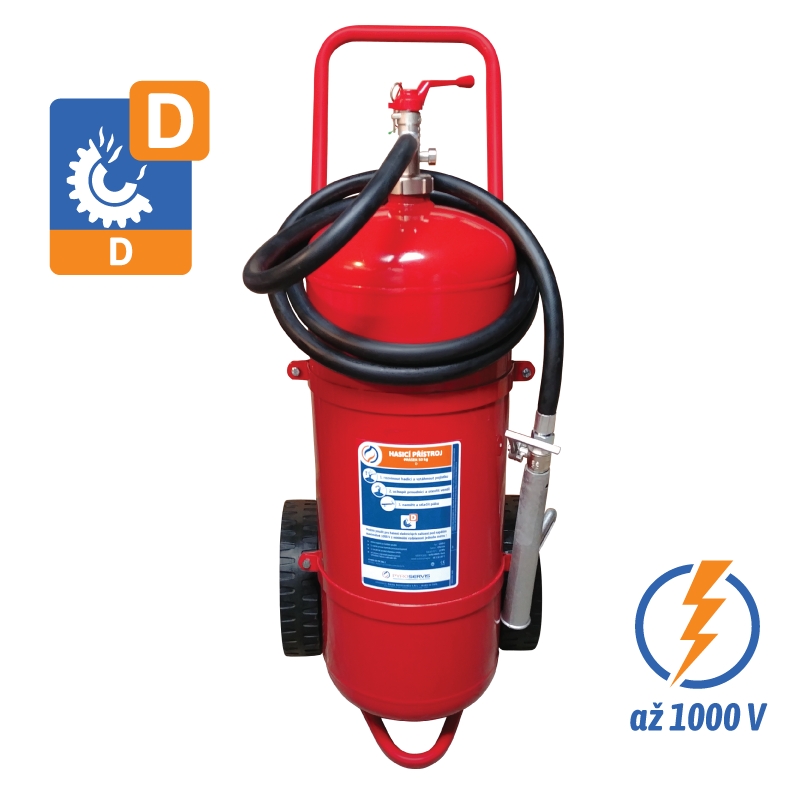 Hasicí přístroj práškový pro třídu požáru D 50 kg - EMME 12509-2, pojízdný