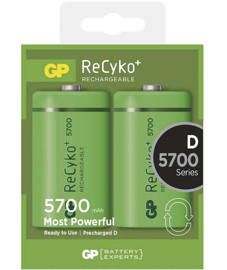 Baterie nabíjecí D - GP ReCyko+ HR20, min. 5700 mAh - 2 ks