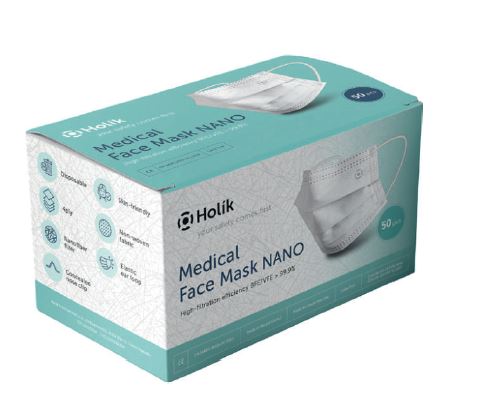 Zdravotnická obličejová maska NANO, balení 50 ks bílá