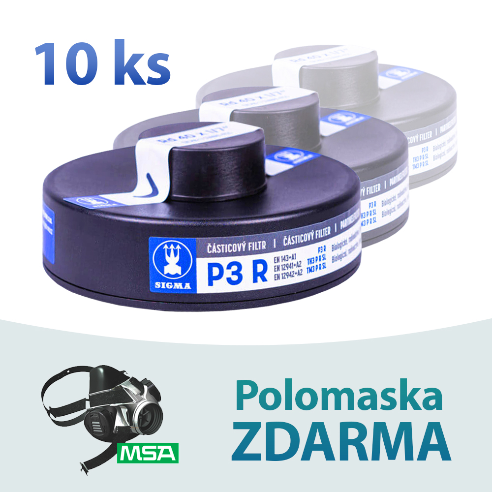 Filtr částicový P3 R - Balení 10 ks + Polomaska MSA LS410 ZDARMA